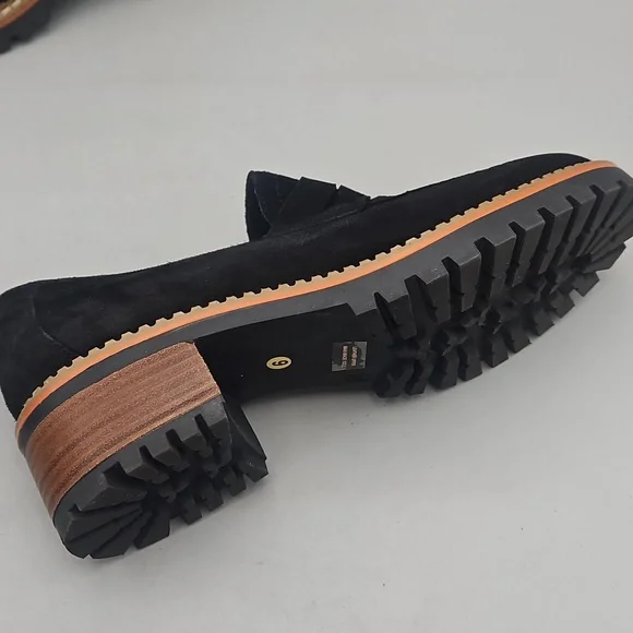 Bertuchi Leather Sock Black Heeled Loafer Mule Women 9 40 Suede - Picture 13 of 15